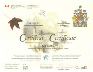 Epic Tool Controlled Goods Certificate